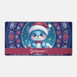 パーソナライズされたクリスマスかわいいベアドットマンダラ デスクマット