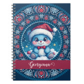 パーソナライズされたクリスマスかわいいベアドットマンダラ ノートブック (正面)