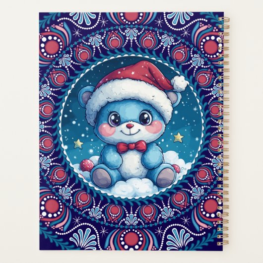 パーソナライズされたクリスマスかわいいベアドットマンダラ プランナー手帳 (裏面)