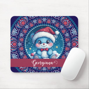 パーソナライズされたクリスマスかわいいベアドットマンダラ マウスパッド