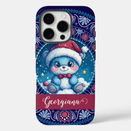 パーソナライズされたクリスマスかわいいベアドットマンダラ iPhone 16 PROケース