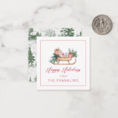 パーソナライズされたクリスマスそりのギフト囲い ノートカード (正面/裏面インサイチュ)