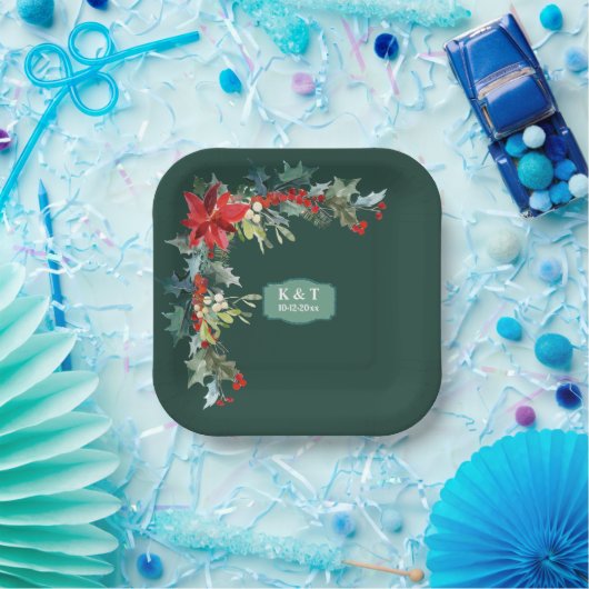 パーソナライズされたクリスマスのキスミントリース ペーパープレート (パーティー)