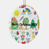 パーソナライズされたクリスマスのキッドスケッチオーナメント セラミックオーナメント (右)
