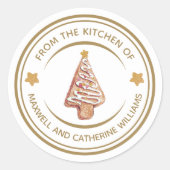 パーソナライズされたクリスマスのジンジャーブレ焼いたッド ラウンドシール (正面)
