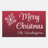 パーソナライズされたクリスマスのスノーフレークのギフトラベル 長方形シール (正面)