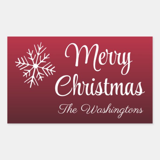 パーソナライズされたクリスマスのスノーフレークのギフトラベル 長方形シール (正面)