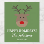 パーソナライズされたクリスマスのトナカイ ワインラベル (シングルラベル)