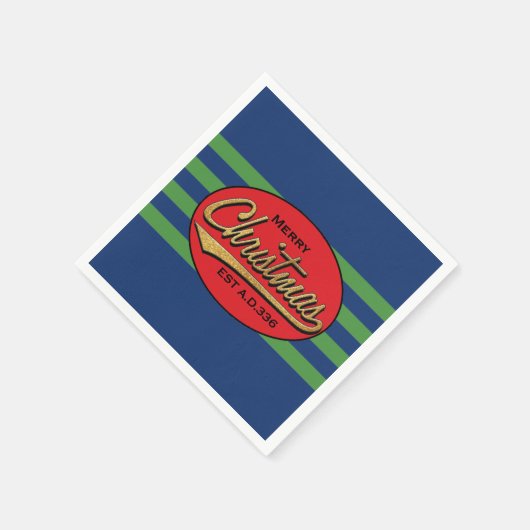 パーソナライズされたクリスマスのナプキン「レトロクリスマス」 スタンダードカクテルナプキン (角)