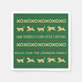 パーソナライズされたクリスマスのナプキン「毛皮のクリスマス」 スタンダードカクテルナプキン (正面)