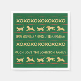 パーソナライズされたクリスマスのナプキン「毛皮のクリスマス」 スタンダードカクテルナプキン