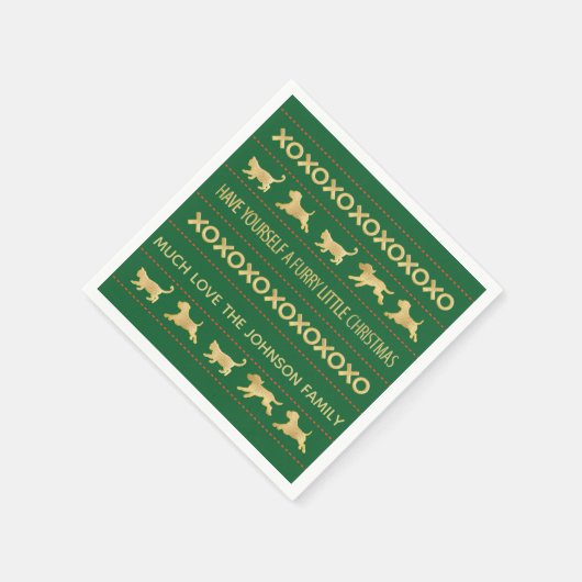 パーソナライズされたクリスマスのナプキン「毛皮のクリスマス」 スタンダードカクテルナプキン (角)