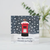 パーソナライズされたクリスマスのポストボックス&ロビン招待状 (スタンド正面)