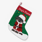 パーソナライズされたクリスマスのラブラドールサンタクロース スモールクリスマスストッキング (正面 (吊り時))