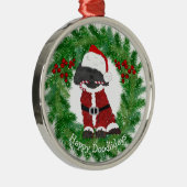 パーソナライズされたクリスマスのラブラドールサンタクロース メタルオーナメント (右)