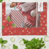 パーソナライズされたクリスマスの写真 キッチンタオル (折り畳み)