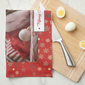 パーソナライズされたクリスマスの写真 キッチンタオル (四つ折り)