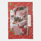 パーソナライズされたクリスマスの写真 キッチンタオル (縦)