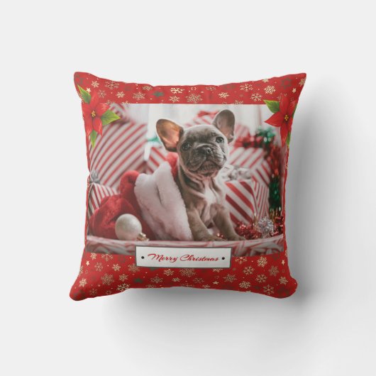 パーソナライズされたクリスマスの写真 クッション (裏面)