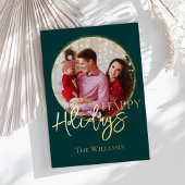 パーソナライズされたクリスマスの写真 ゴールドスクリプト 箔シーズンカード