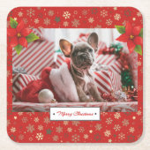 パーソナライズされたクリスマスの写真 スクエアペーパーコースター (正面)