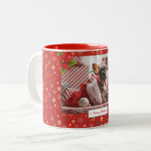 パーソナライズされたクリスマスの写真 ツートーンマグカップ (正面左)