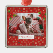 パーソナライズされたクリスマスの写真 メタルオーナメント (正面)