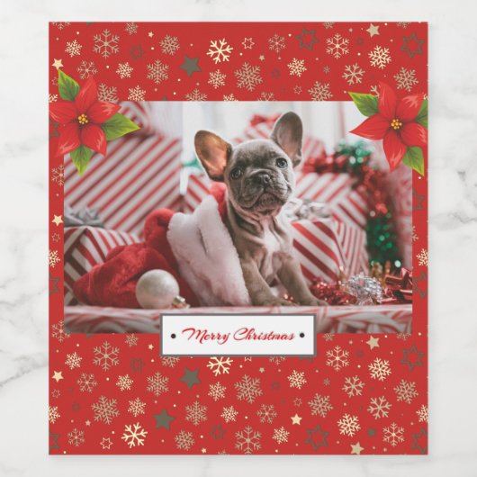 パーソナライズされたクリスマスの写真 ワインラベル (シングルラベル)