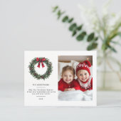 パーソナライズされたクリスマスの天気の写真 ポストカード (スタンド正面)