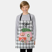 パーソナライズされたクリスマスの子サイズエプロン エプロン (着用した状態)
