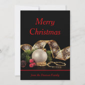 パーソナライズされたクリスマスの飾りとレース シーズンカード (正面)