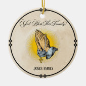 パーソナライズされたクリスマスの飾り – "神は私のファを祝福 セラミックオーナメント (正面)