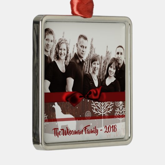 パーソナライズされたクリスマスウッドウルフ写真オーナメント メタルオーナメント (右)