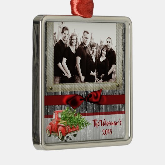 パーソナライズされたクリスマスウッドトラック写真オーナメント メタルオーナメント (右)
