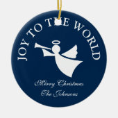 パーソナライズされたクリスマスエンジェルツリーオーナメント セラミックオーナメント (正面)