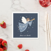 パーソナライズされたクリスマスエンジェルホリデーピースアース スタンダードカクテルナプキン (インサイチュ)