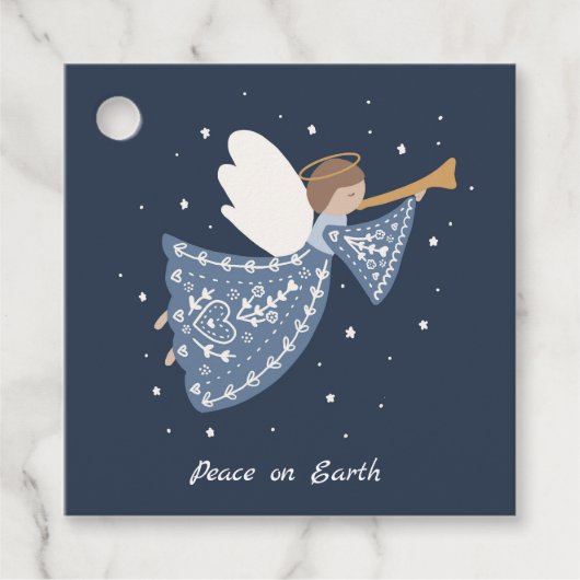 パーソナライズされたクリスマスエンジェルホリデーピースアース フェイバータグ (正面)