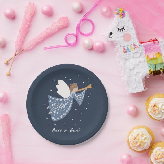 パーソナライズされたクリスマスエンジェルホリデーピースアース ペーパープレート (パーティー)