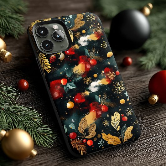パーソナライズされたクリスマスオーナメントと松 Case-Mate iPhoneケース