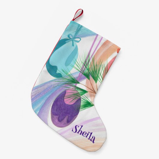 パーソナライズされたクリスマスオーナメントストッキング スモールクリスマスストッキング (正面 (吊り時))