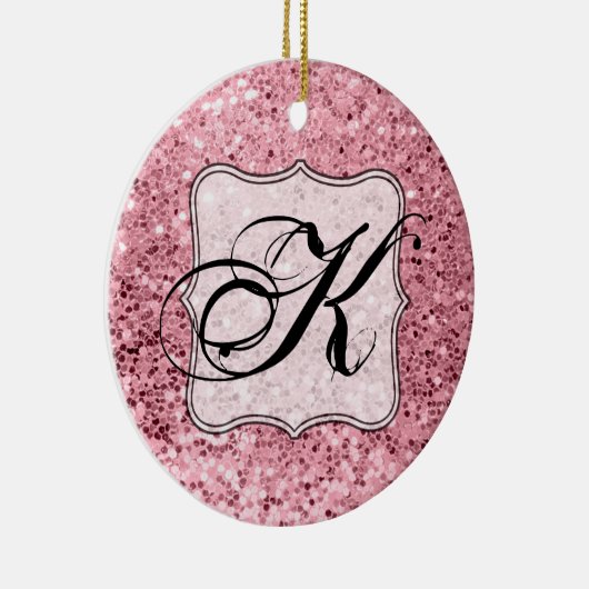 パーソナライズされたクリスマスオーナメントバラ金ゴールドグリッター セラミックオーナメント (右)