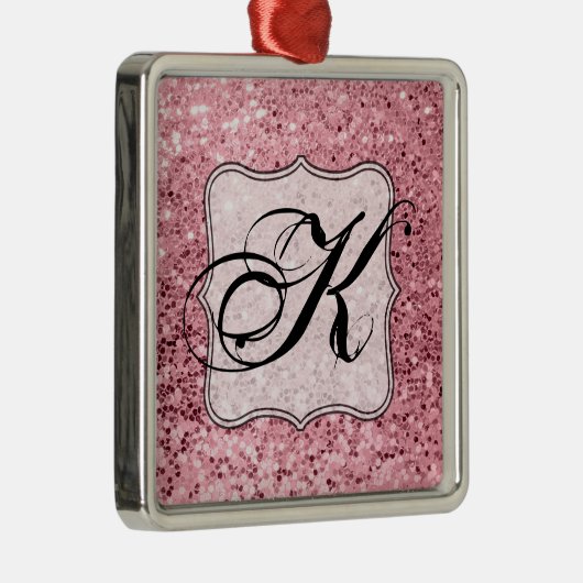 パーソナライズされたクリスマスオーナメントバラ金ゴールドグリッター メタルオーナメント (右)