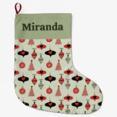 パーソナライズされたクリスマスオーナメントパターン ラージクリスマスストッキング (正面)