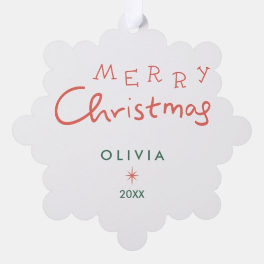 パーソナライズされたクリスマスオーナメント - かわいいホリデー オーナメントカード (裏面)