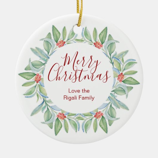パーソナライズされたクリスマスオーナメント セラミックオーナメント (正面)