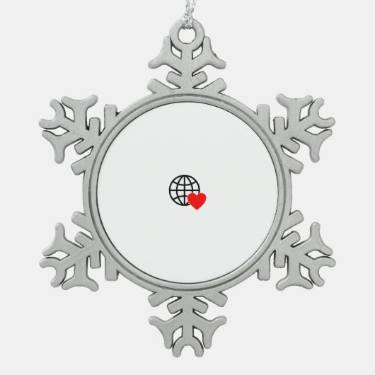 パーソナライズされたクリスマスオーナメント | 手作り スノーフレークピューターオーナメント (正面)