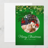 パーソナライズされたクリスマスオーナメント 緑の花柄 シーズンカード (正面/裏面)