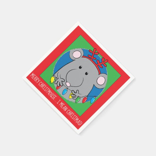 パーソナライズされたクリスマスカクテルナプキンスクライストマウス スタンダードカクテルナプキン (角)