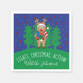 パーソナライズされたクリスマスカクテルナプキンズトナカイ スタンダードカクテルナプキン