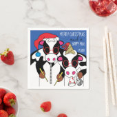 パーソナライズされたクリスマスカクテルナプキン「牛」 スタンダードカクテルナプキン (インサイチュ)